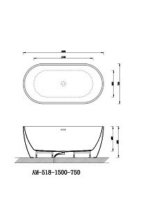 Ванна акриловая Art&Max AM-518-1500-750 купить в интернет-магазине Sanbest