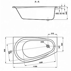 Ванна Alba Spa Baline 150х90 белая купить в интернет-магазине Sanbest