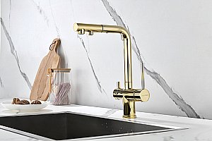 Смеситель для кухни Paulmark Serpentine Se213222-G золото купить в интернет-магазине сантехники Sanbest