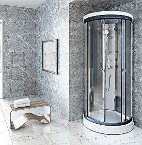 Душевая кабина Радомир Стронг 100х100 без крыши, стекло матовое/профиль черный купить в интернет-магазине Sanbest