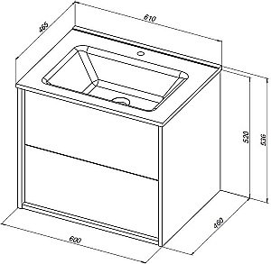 Тумба с раковиной Aquanet Lino 287540 60 (Flat) белый глянец для ванной в интернет-магазине Sanbest