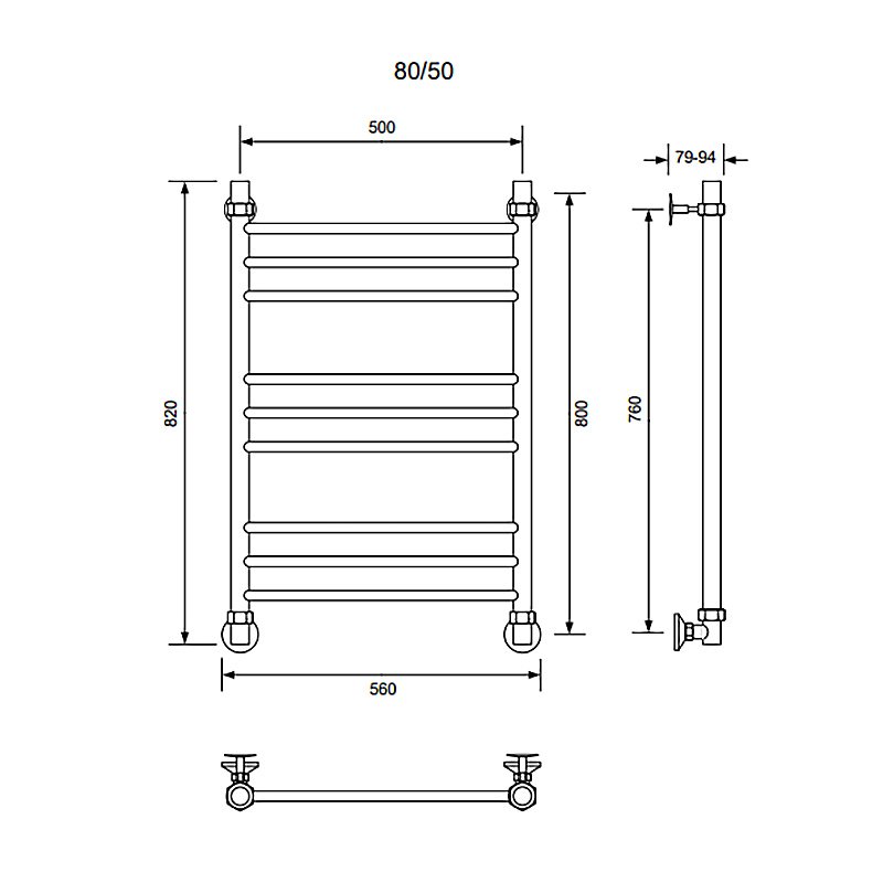 Полотенцесушитель водяной Veconi Voga V8050B черный купить в интернет-магазине сантехники Sanbest