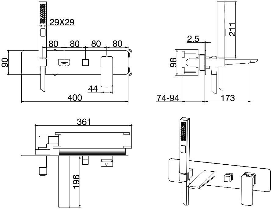 Смеситель для ванны Allen Brau Infinity 5.21007-BN никель брашированный купить в интернет-магазине сантехники Sanbest