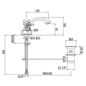 Смеситель для раковины Gattoni TRD TR310/18D0 купить в интернет-магазине сантехники Sanbest