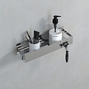 Полка с двумя крючками Boheme Q CHROME 10965-CR хром купить в интернет-магазине сантехники Sanbest
