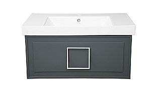 Тумба с раковиной LA FENICE Cubo Grigio 80 серая/ручка белая для ванной в интернет-магазине Sanbest