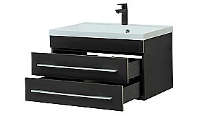 Тумба с раковиной Aquanet Верона 75 New черная матовая для ванной в интернет-магазине Sanbest