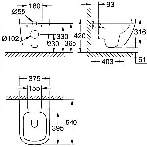 Унитаз подвесной Grohe Euro Ceramic 39538000 безободковый купить в интернет-магазине Sanbest