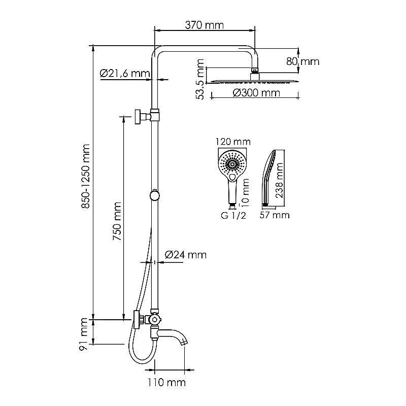Душевая система WasserKraft SET2739 Thermo хром купить в интернет-магазине сантехники Sanbest