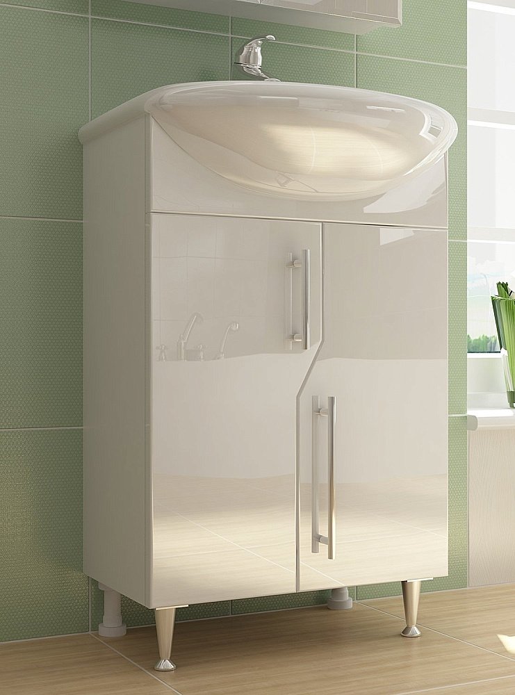 Тумба с раковиной Vigo Grand 550 белая для ванной в интернет-магазине Sanbest