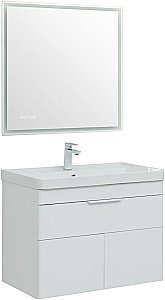 Тумба с раковиной Aquanet Ирис new 80 белый глянец для ванной в интернет-магазине Sanbest