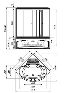 Душевой бокс Радомир Даниэла 140х140 стекло матовое/профиль белый купить в интернет-магазине Sanbest