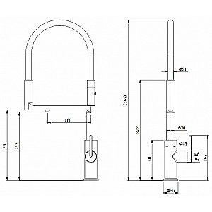 Смеситель для кухни Paulmark Tornado To213402-GM вороненая сталь купить в интернет-магазине сантехники Sanbest