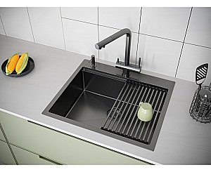 Кухонная мойка Paulmark KRONER-PRO 59 PM705951-GM вороненая сталь купить в интернет-магазине сантехники Sanbest