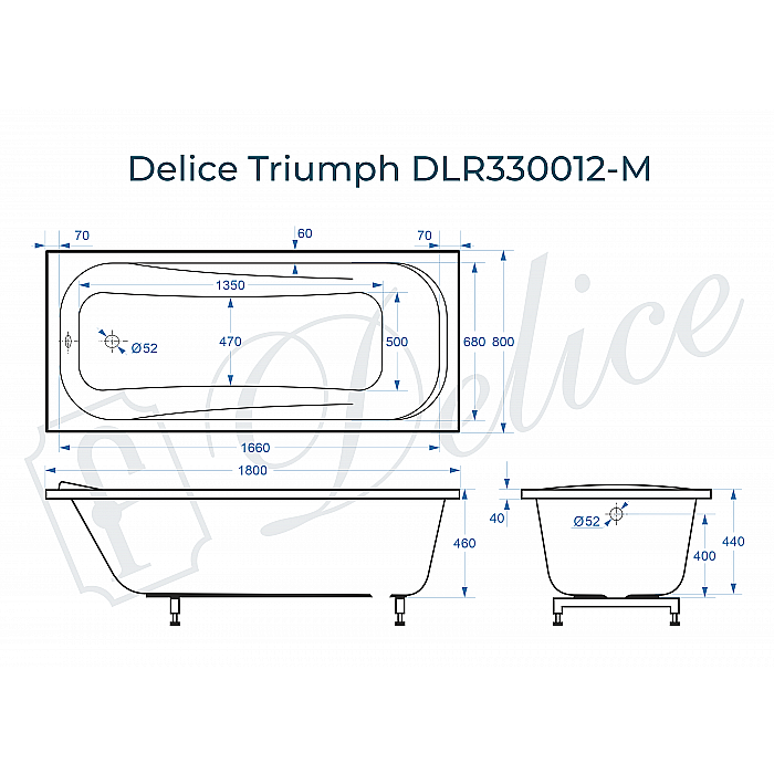 Ванна Delice Triumph DLR330012-M 180х80 белая матовая купить в интернет-магазине Sanbest