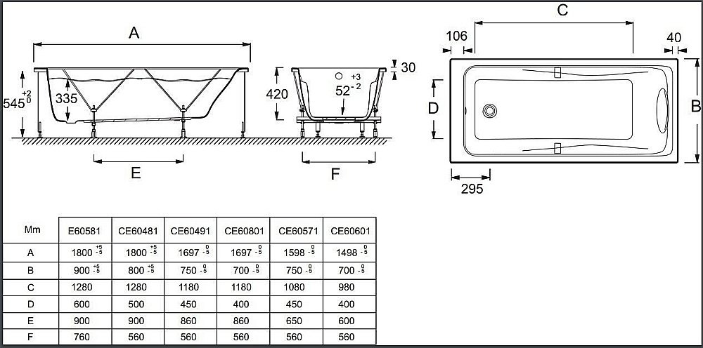 Ванна Jacob Delafon ODEON UP E60581-00 180х90 купить в интернет-магазине Sanbest