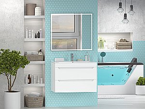 Тумба с раковиной Misty Бриз - 80 П-Бри-09080-012Я белая для ванной в интернет-магазине Sanbest