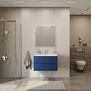 Тумба с раковиной Cezares DUET-N 80 DUET-N-800-2C-SO-SPF-P сапфир для ванной в интернет-магазине Sanbest