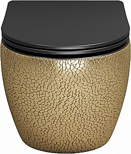 Унитаз подвесной Grossman Color GR-4411GBLS безободковый, с крышкой микролифт, золото/декор купить в интернет-магазине Sanbest