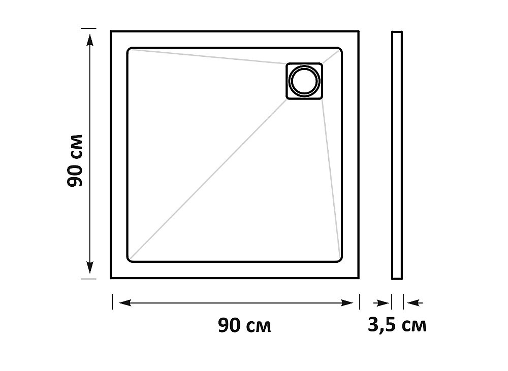 Душевой поддон Taliente PTA-ST-90Bstone 90х90 черный матовый купить в интернет-магазине Sanbest