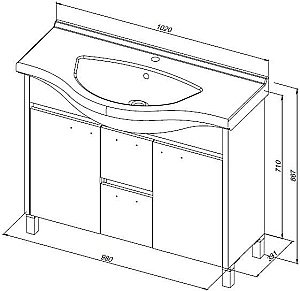 Тумба с раковиной Aquanet Донна 274164 100 белый дуб/белый для ванной в интернет-магазине Sanbest