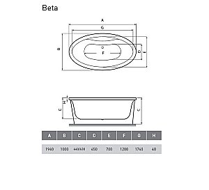 Ванна акриловая Vayer Beta 194x100 купить в интернет-магазине Sanbest