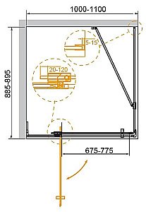 Душевой уголок Cezares Slider 90x110 AH-1-90-100/110-GRIGIO-BORO стекло серое/профиль золото брашированное купить в интернет-магазине Sanbest