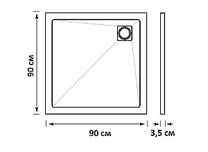 Душевой поддон Taliente PTA-ST-90Bstone 90х90 черный матовый купить в интернет-магазине Sanbest