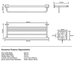 Полка для полотенец Bemeta Tasi 154105262 купить в интернет-магазине сантехники Sanbest