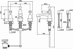 Смеситель для раковины Burlington T14-QT купить в интернет-магазине сантехники Sanbest