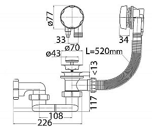 Слив-перелив для ванны CEZARES CZR-STP1-01 купить в интернет-магазине сантехники Sanbest