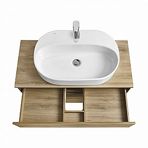 Тумба со столешницей Акватон Либерти 100 дуб эльвезия для ванной в интернет-магазине Sanbest