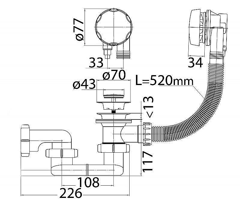 Слив-перелив для ванны CEZARES CZR-STP1-01 купить в интернет-магазине сантехники Sanbest