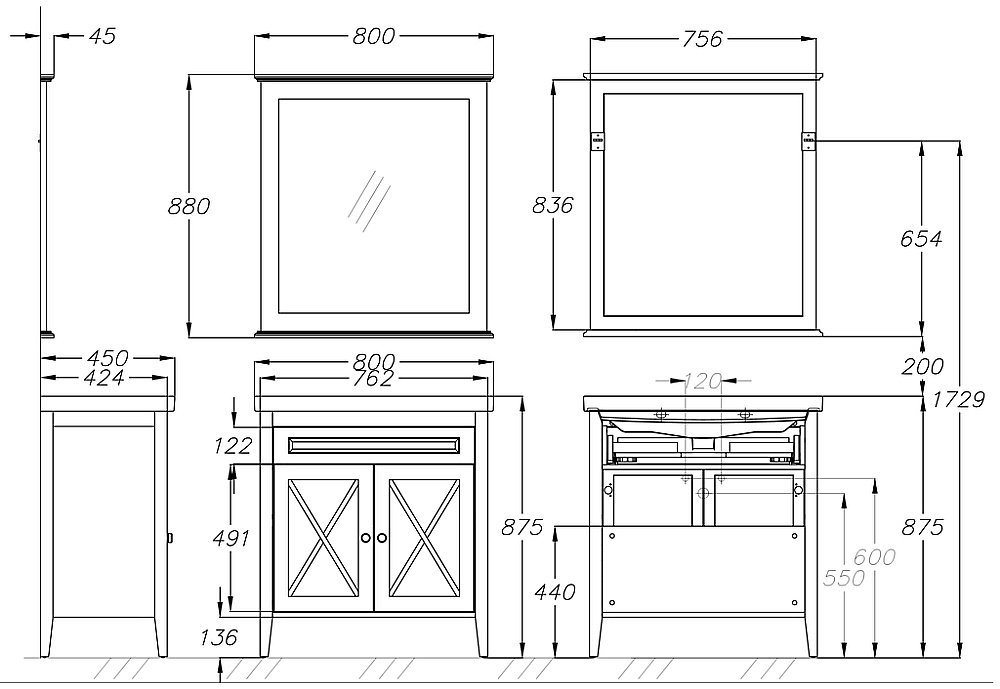 Тумба с раковиной Опадирис Палермо 80 белая матовая для ванной в интернет-магазине Sanbest