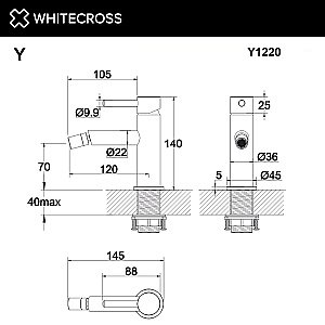 Смеситель для биде WhiteCross Y Y1220NIB брашированный никель купить в интернет-магазине сантехники Sanbest
