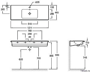 Тумба с раковиной Jacob Delafon VOX EB2021-RA 120 серый антрацит лак для ванной в интернет-магазине Sanbest