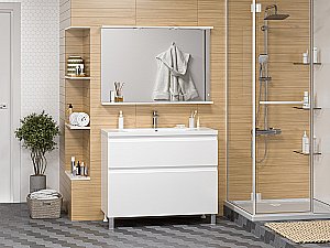 Тумба с раковиной Misty Лаки -100 П-Лак-01100-0112Я белая для ванной в интернет-магазине Sanbest