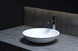 Раковина накладная Salini Callista 05 1101105G 37 из искусственного камня S-Sense, белая глянцевая купить в интернет-магазине Sanbest