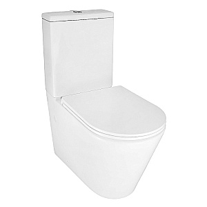 Унитаз напольный Azario Mizen AZ-8300 белый, безободковый, с бачком, с крышкой микролифт, слив торнадо купить в интернет-магазине Sanbest