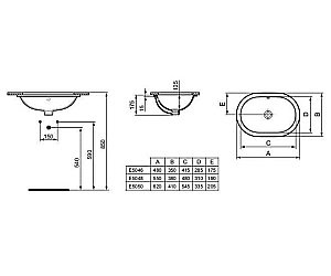 Раковина врезная снизу столешницы Ideal Standard Connect 55 E504801 белая купить в интернет-магазине Sanbest