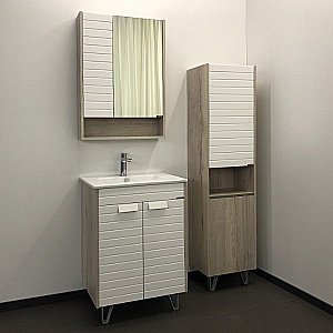 Зеркальный шкаф Comforty Клеон 00-00002045 60 белый/дуб дымчатый купить в интернет-магазине сантехники Sanbest