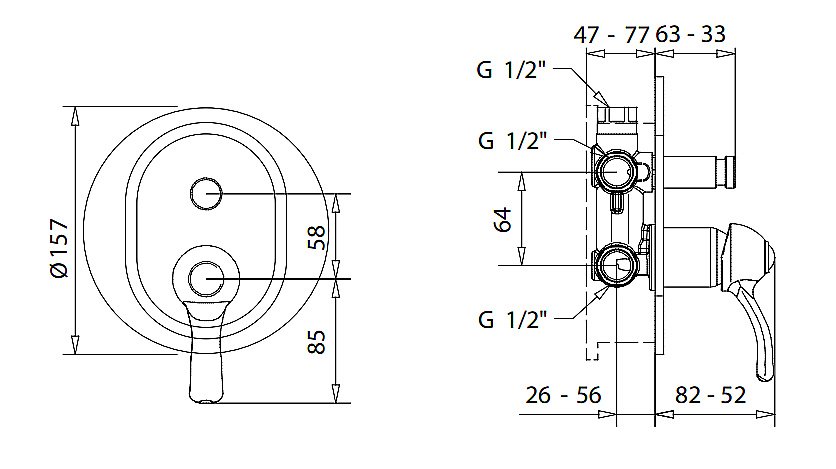 Смеситель встраиваемый Migliore Lem 25878 хром купить в интернет-магазине сантехники Sanbest