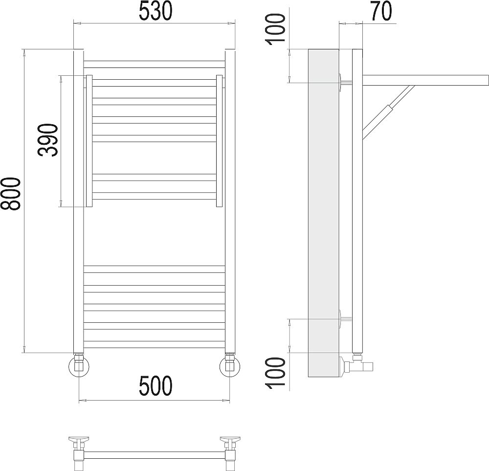 Полотенцесушитель водяной Terminus Валенсия П12 500х800 купить в интернет-магазине сантехники Sanbest