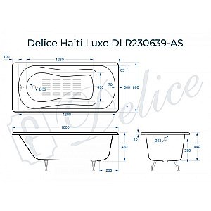 Ванна Delice Haiti Luxe Elite 180х80 DLR230636-AS 180х80 белая купить в интернет-магазине Sanbest