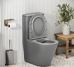 Унитаз Grossman Color GR-4480GLMS безободковый, с крышкой микролифт, с бачком, светло-серый матовый купить в интернет-магазине Sanbest