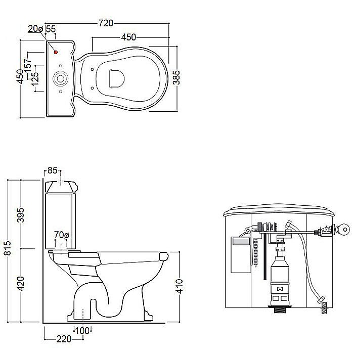 Унитаз напольный Kerasan Retro 1012 с бачком 1071 Белый/ручка золото купить в интернет-магазине Sanbest