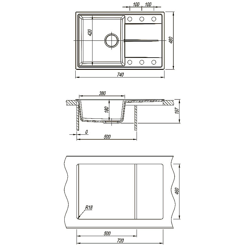 Кухонная мойка Azario Izmir 74х48 CS00097684 черная купить в интернет-магазине сантехники Sanbest