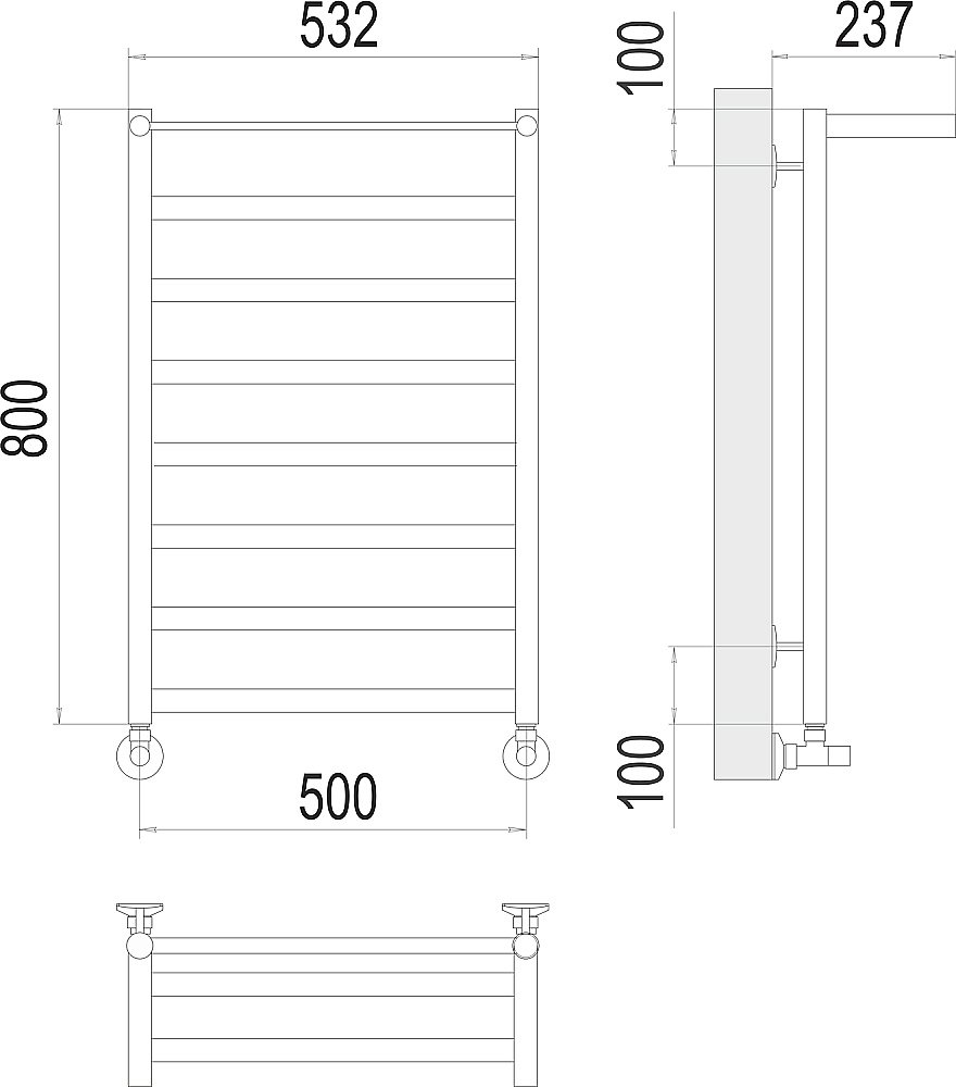 Полотенцесушитель водяной Terminus Хендрикс П8 500х800 с полкой купить в интернет-магазине сантехники Sanbest
