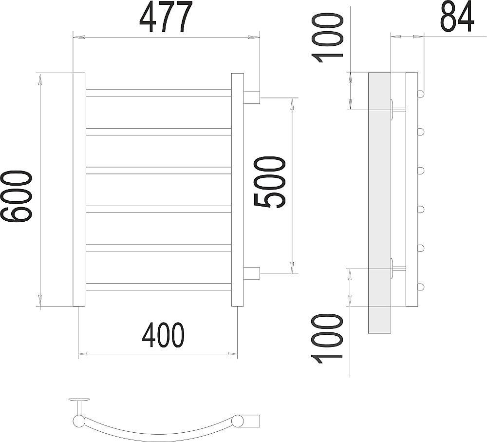 Полотенцесушитель водяной Terminus Классик П6 400х600 с боковым подключением 500 купить в интернет-магазине сантехники Sanbest