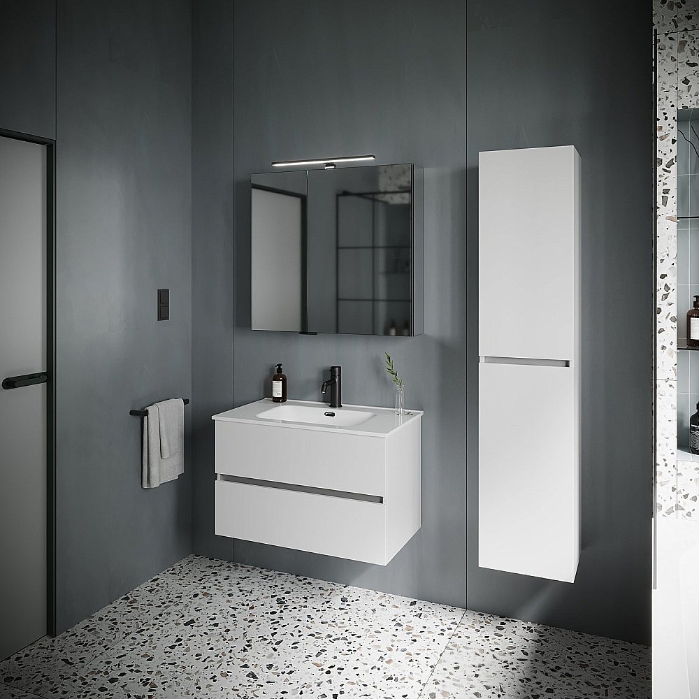 Тумба с раковиной Sancos Urban UR80W белый глянец для ванной в интернет-магазине Sanbest